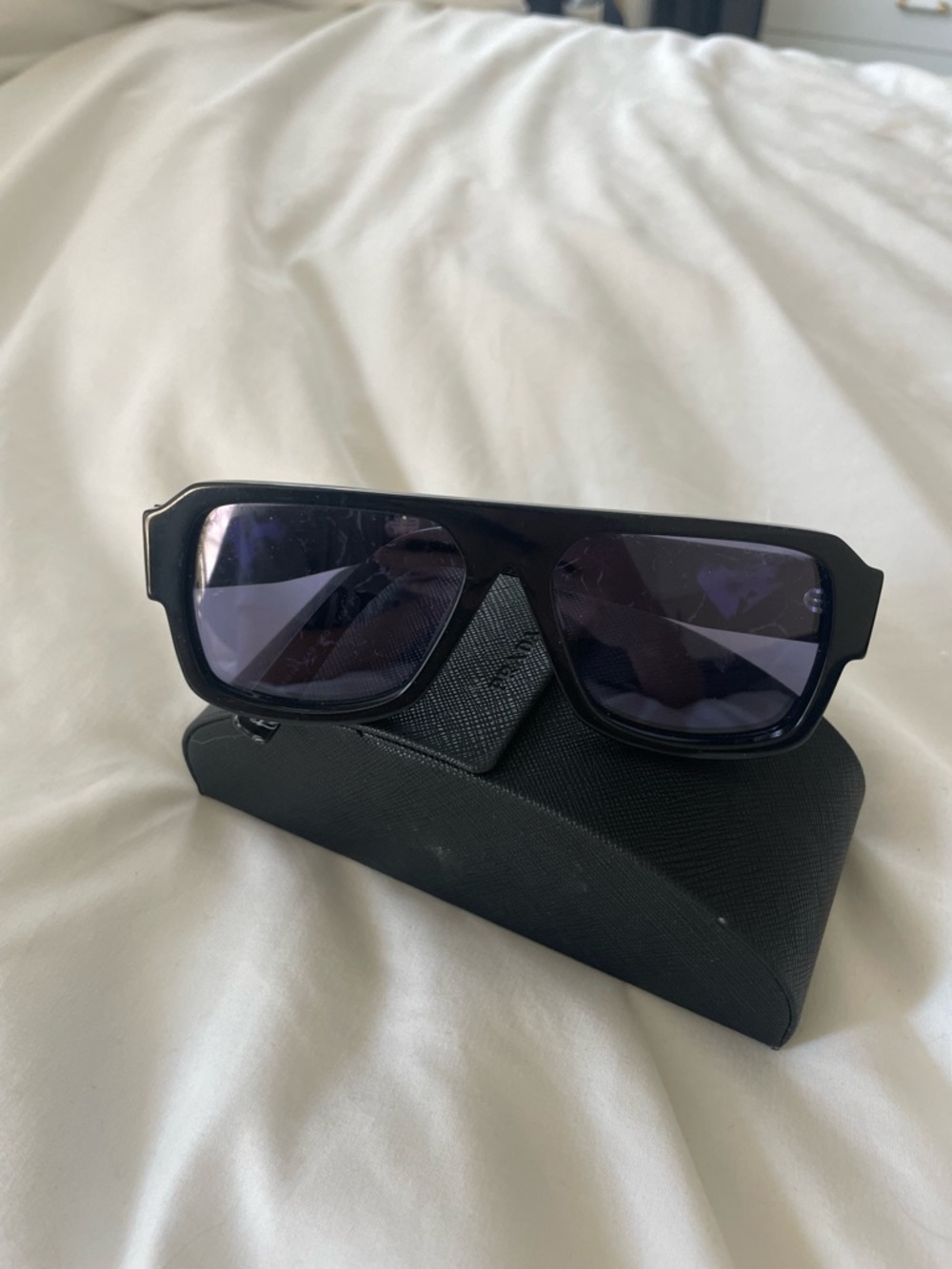 Prada Black Square-Frame Sunglasses with Dark Gray Lenses - Picture 3 of 4